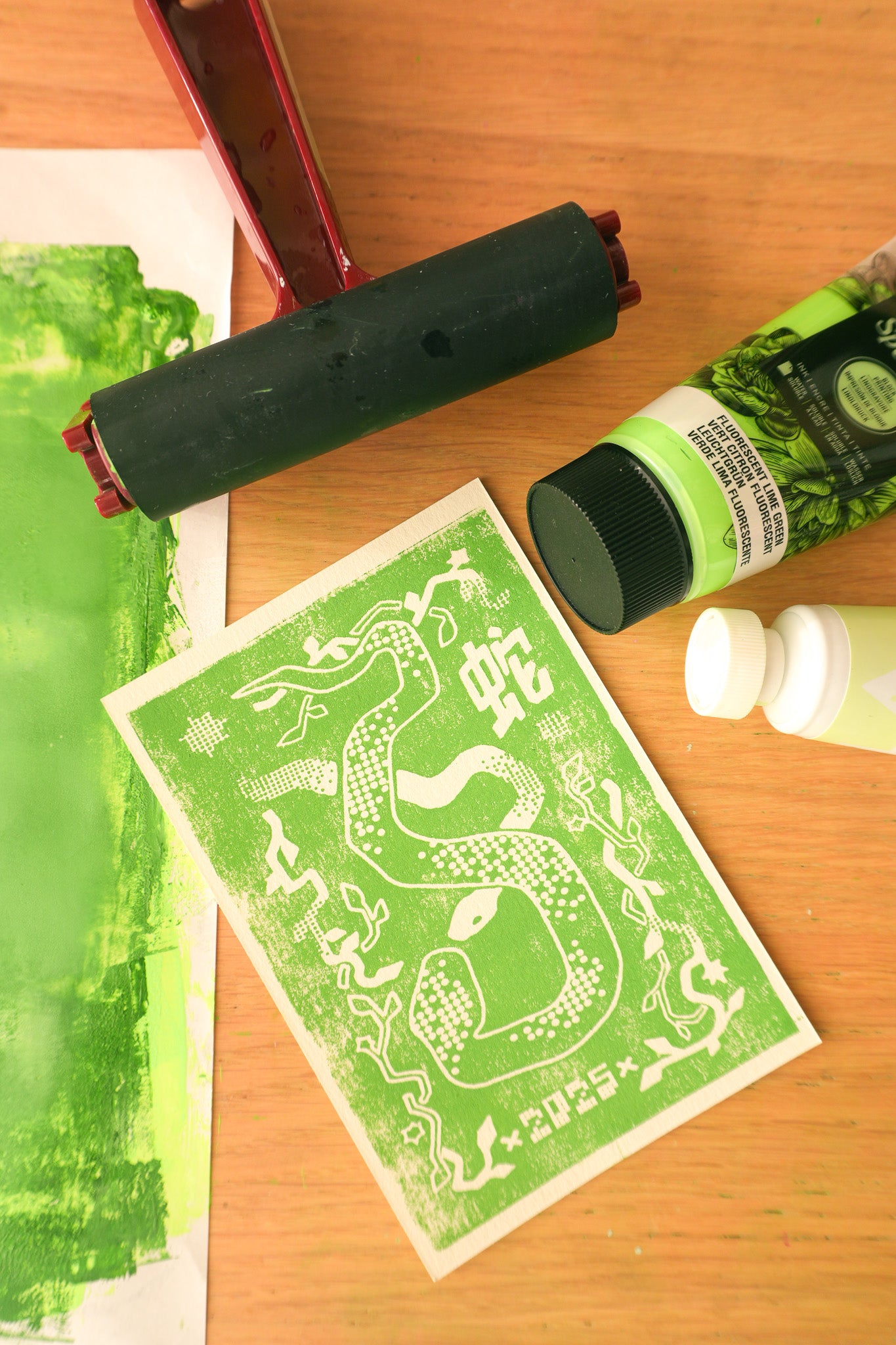 Lunar New Year Snake Block Print