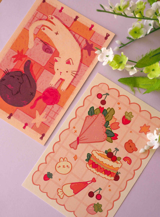Cats + Pastries Postcard Prints