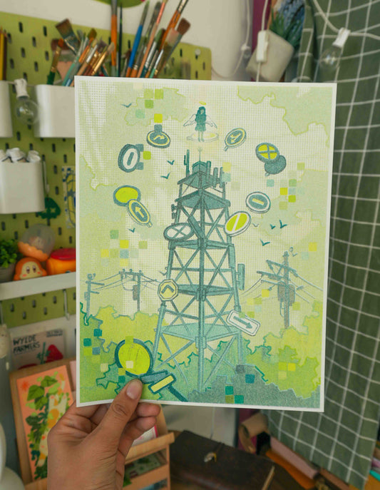 Watchtower Risograph Print