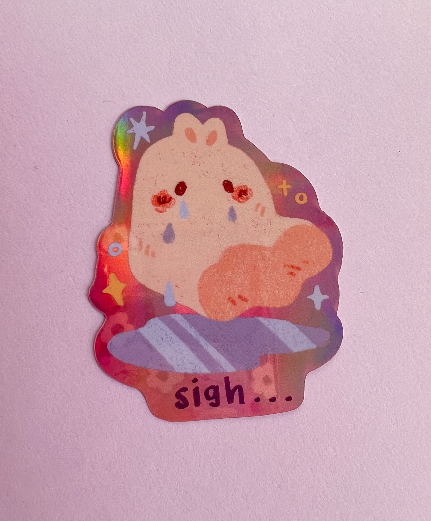 Sigh...Sad Ghostie Mirror Sticker