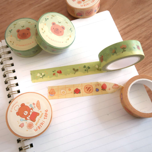 Plant & Bread Bear Washi Tape